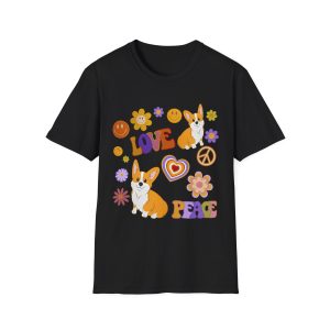Peace Love and Corgis Shirt, Groovy Dog T-shirt