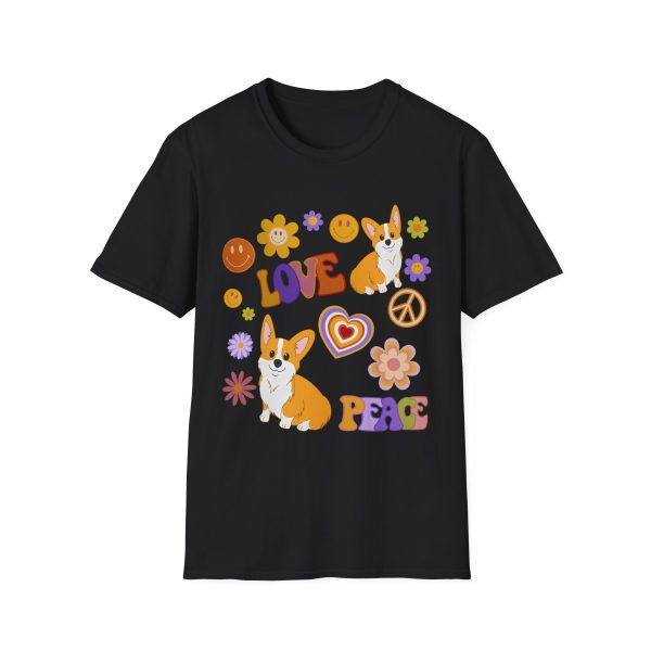 Peace Love and Corgis Shirt, Groovy Dog T-shirt